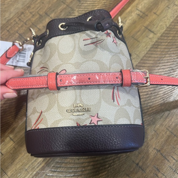 Mini Dempsey Bucket Bag In Signature Canvas With Heart And Star Print - Picture 5 of 8